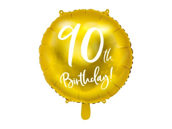 Balon foliowy 90th Birthday złoty średnica 45cm
