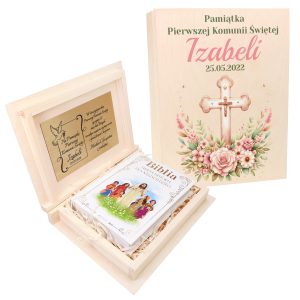 Wyjątkowy prezent, Biblia w drewnianym pudełku - Komunia Święta