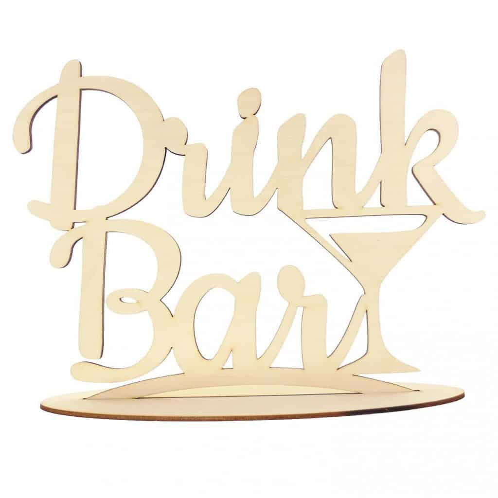 Drewniany napis Drink Bar Na stół weselny