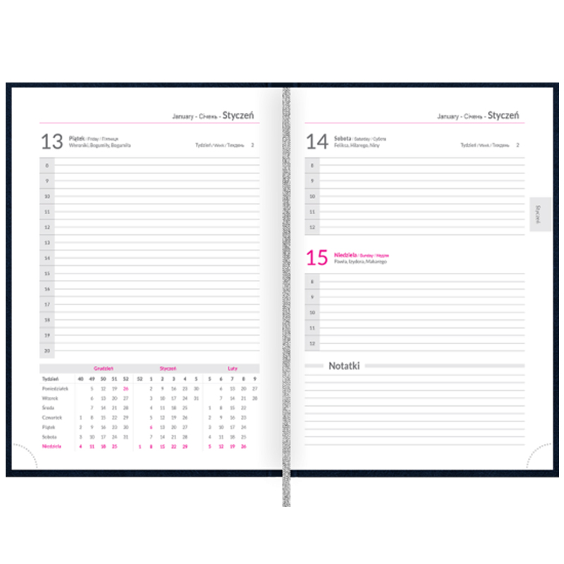 Kalendarz Książkowy Dzienny A5 2024 Czarny Basic
