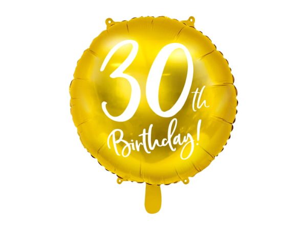 Balon foliowy 30th Birthday złoty średnica 45cm